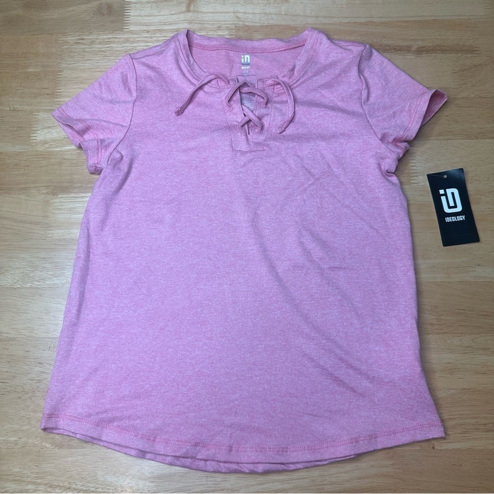Id Ideology Kids Girls Pink Core Lace-Up T-Shirt Top Size 6X